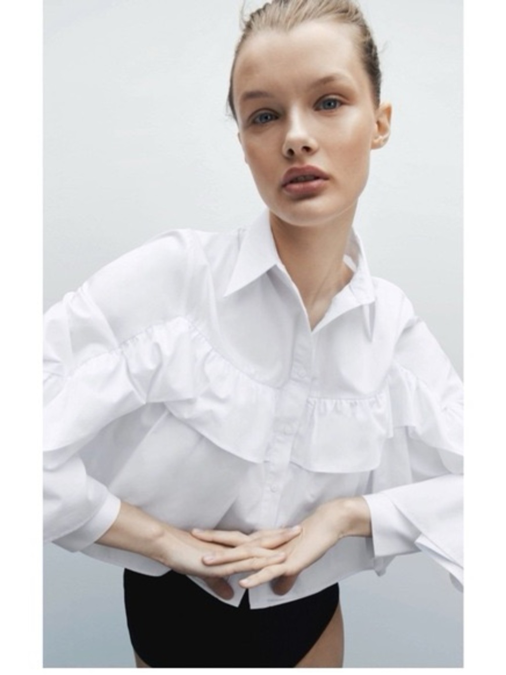 Zara Ruffled Poplin Shirt